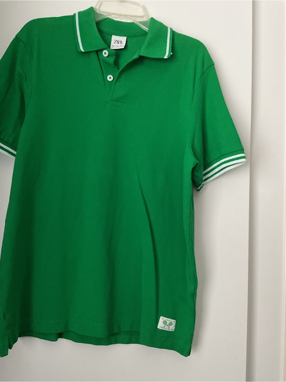 Zara Bright Green Polo with White Stripe